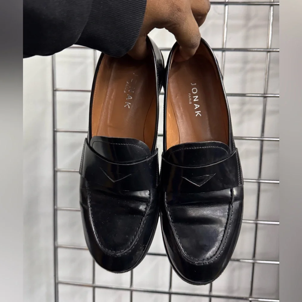 Jonak Paris Thelma Black Shiny Leather Round-Toe Loafers Womens Size EU 37 US 7 - Picture 5 of 7